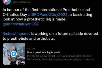 DP&O Tweet from Nov 8 2022 - CBC White Coat Black Art Appearance
